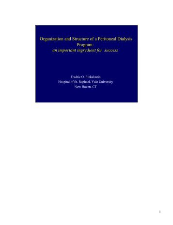 Organization and Structure of a Peritoneal Dialysis Program: an ...