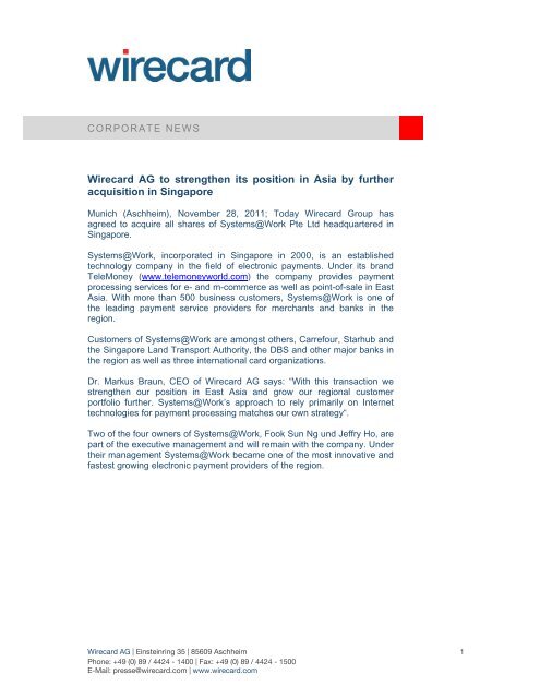 Download Press Release Wirecard
