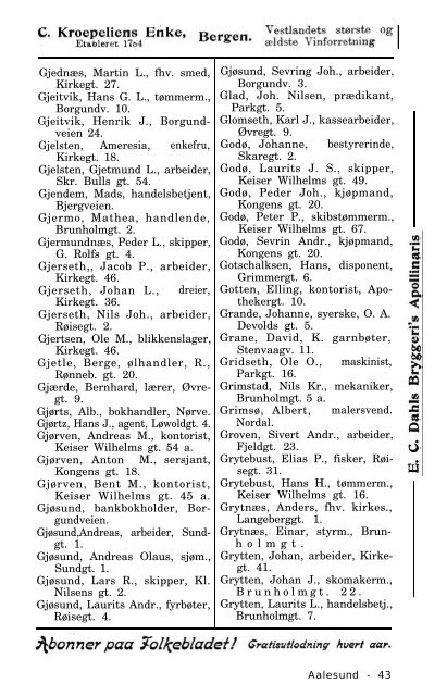 Adressebok for 1911 og 1913 - Romsdal Sogelag