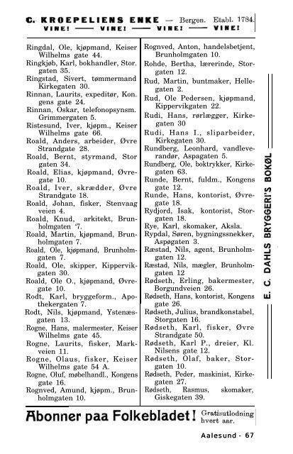 Adressebok for 1911 og 1913 - Romsdal Sogelag