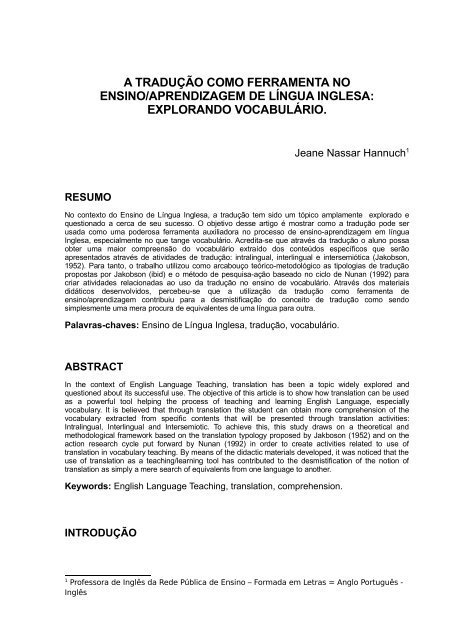 Objetos de aprendizagem de auxílio à tradução escrita como