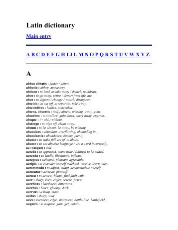 Latin dictionary Main entry ... - D Ank Unlimited