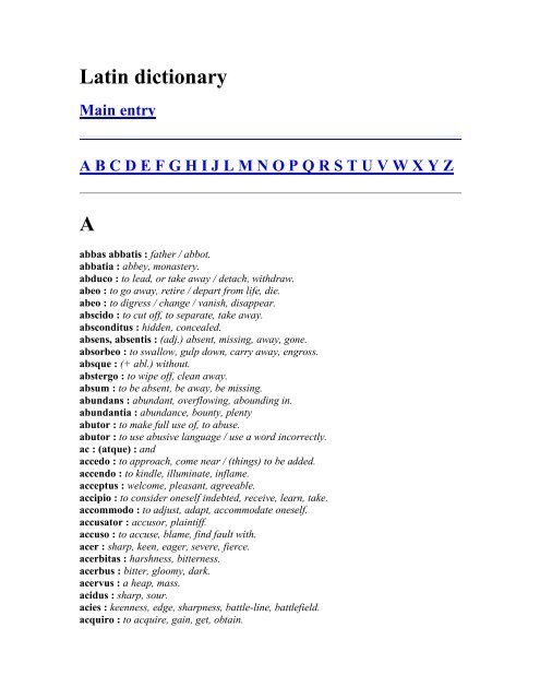 Latin Dictionary Main Entry D Ank Unlimited