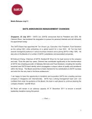 SATS announces management changes