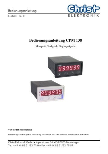 Bedienungsanleitung CPM 138 - Christ-Elektronik