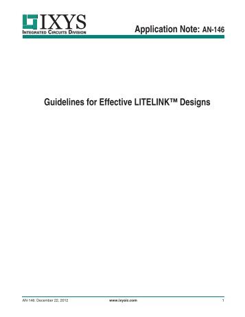 Application Note: AN-146 Guidelines for Effective LITELINKÃ¢Â„Â¢ Designs