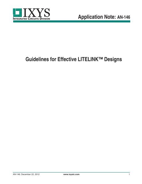 Application Note: AN-146 Guidelines for Effective LITELINK™ Designs