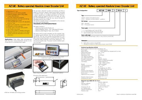 AZ16E - Battery operated Absolute Linear Encoder ... - Elektro-Trading