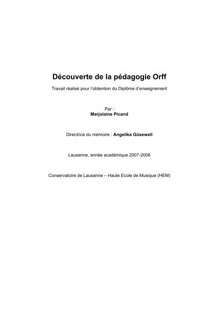 Découverte de la pédagogie Orff - HEMU