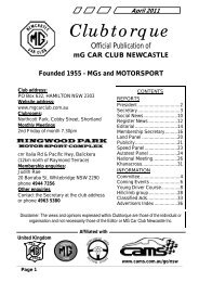 Apr 2011 magazine sml - MG Car Club Newcastle