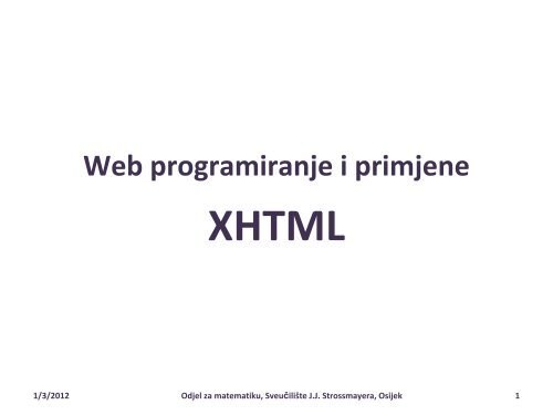 XHTML - Odjel za matematiku