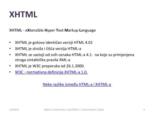 XHTML - Odjel za matematiku