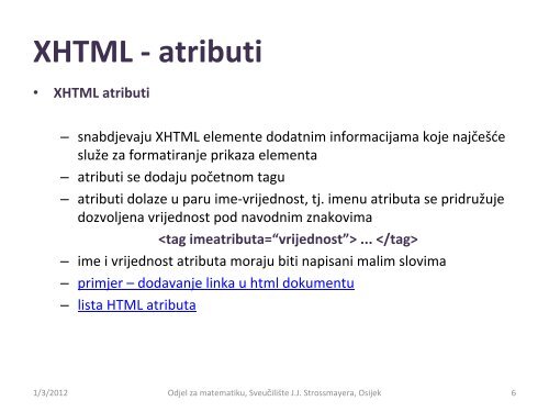 XHTML - Odjel za matematiku