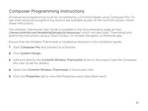 Wireless Thermostat Installation Guide and the Control4