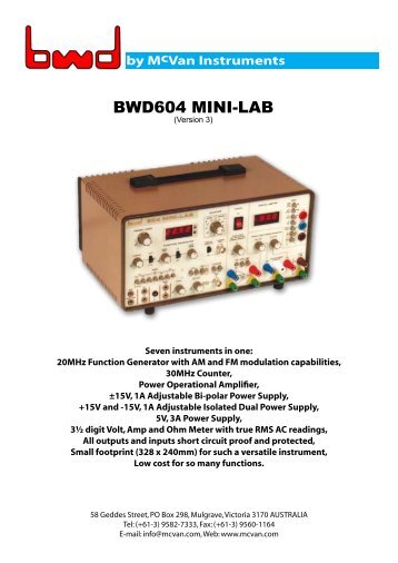 BWD604 MINI-LAB - Oatley Electronics