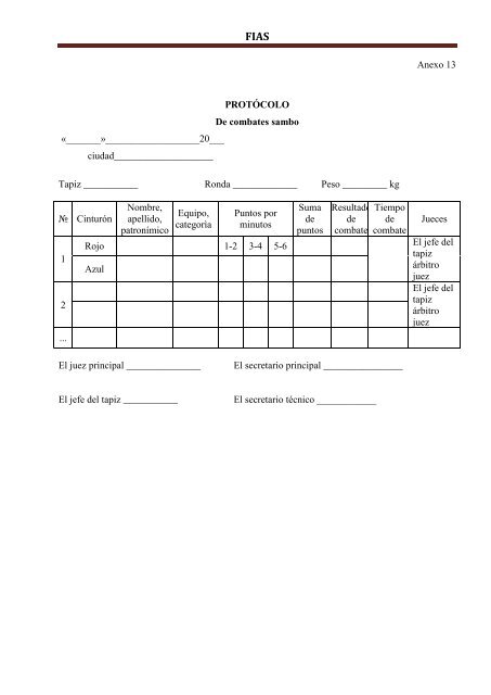 REGLAS INTERNACIONALES DE LUCHA SAMBO (deportivo y ...