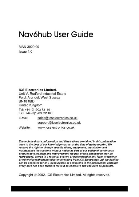 NAV6 Hub User Guide Issue 1 (MAN3029.00) - ICS Electronics Ltd