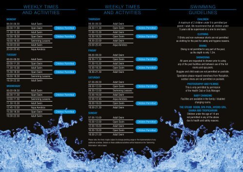 Download Our Swimming Timetable Here - Bicester Hotel, Golf and ...