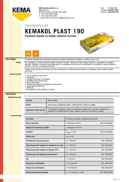 KEMAKOL PLAST 190 - Kema.si