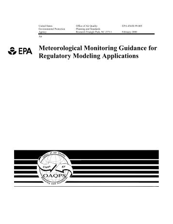 Meteorological Monitoring Guidance for Regulatory Modeling - US ...