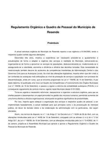 Regulamento OrgÃ¢nico e Quadro de Pessoal do MunicÃ­pio de ...