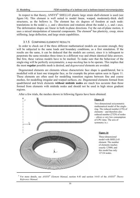 fem modelling of a bellows and a bellows- based micromanipulator