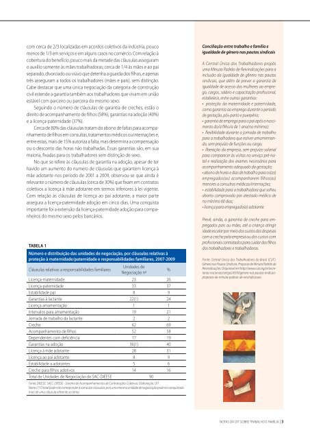 ConciliaÃ§Ã£o entre o trabalho e a vida familiar: aÃ§Ãµes dos sindicatos