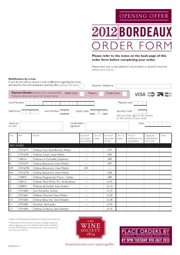 order form - The Wine Society