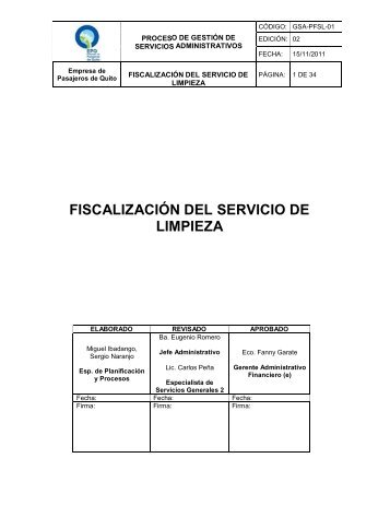 FISCALIZACIÃN DEL SERVICIO DE LIMPIEZA - EPQ