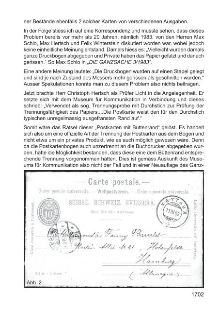 84 - Schweizerischer Ganzsachen-Sammler-Verein