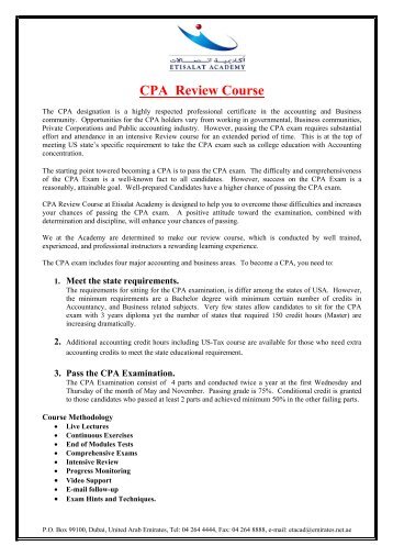 Registration Form “CPA REVIEW COURSE” - Etisalat Academy