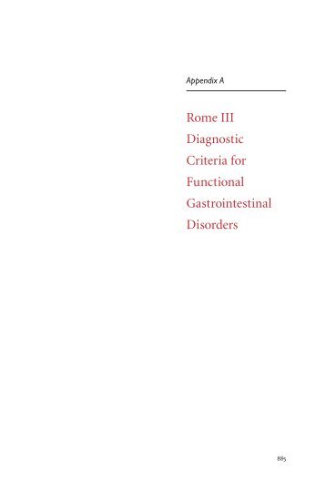 Rome III Diagnostic Criteria