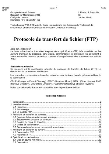 Protocole de transfert de fichier (FTP) - RFC