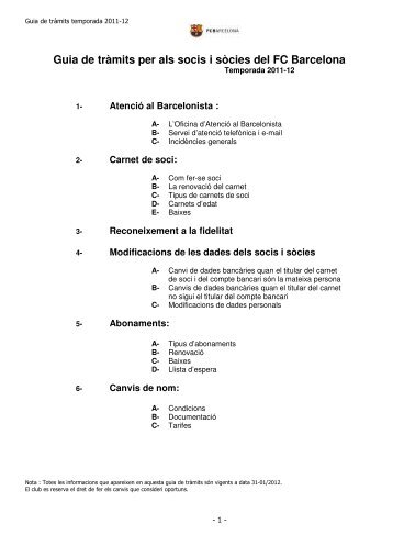 Guia de trÃ mits per als socis i sÃ²cies del FC Barcelona