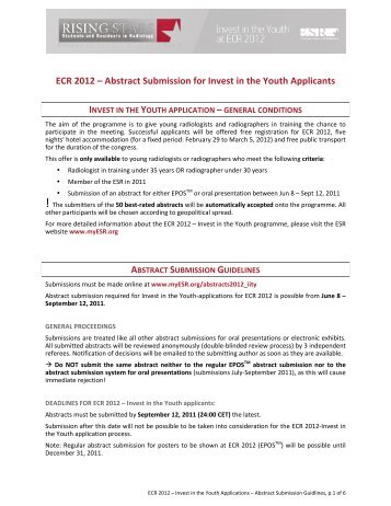 ECR 2012 â Abstract Submission for Invest in the Youth Applicants ...