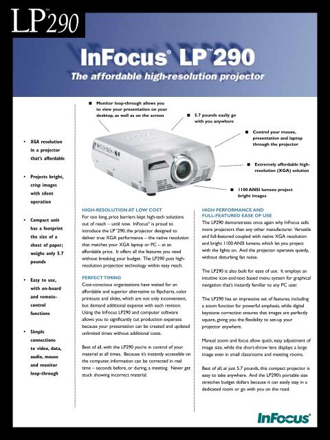Projector Specifications.pdf Download Spec Sheet - Projector Galaxy