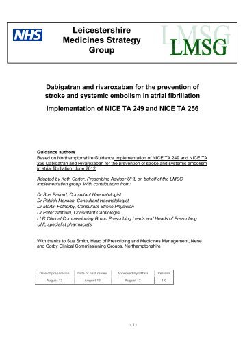 Guidelines for the use of dabigatran and rivaroxaban for the ...