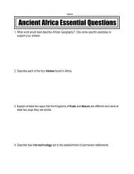 Ancient Africa Essential Questions - Wyoming City Schools