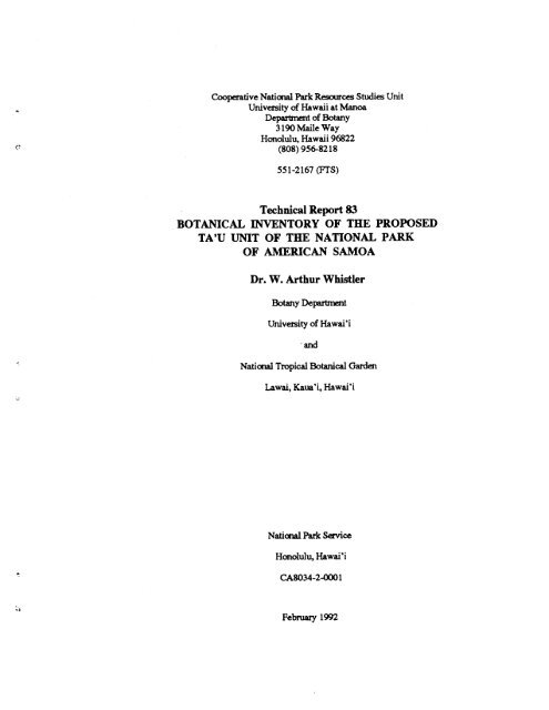 Appendix B Annotated Checklist Of The Flora Of Ta U University Of Appendix B Annotated Checklist Of The Flora Of Ta U University Of