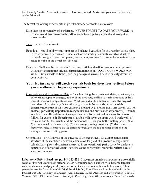 I CHEMISTRY 25 Organic Chemistry Laboratory I Fall 2006 ...