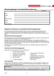 Beratungsbogen Immobilienfinanzierung - WDR