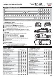 Inspection and Certification Checklist 2 Interior of Vehicle - Audi