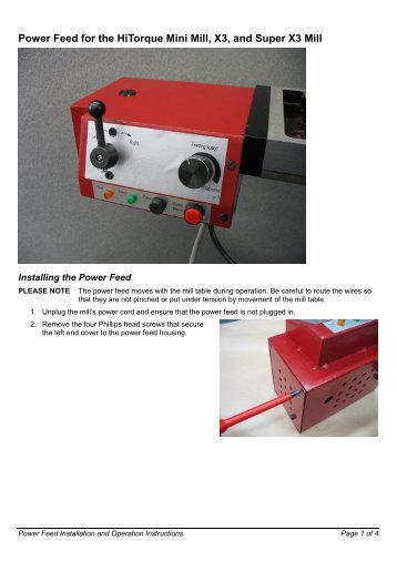 complete instructions for installing the power feed
