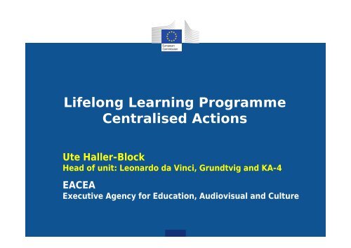 Lifelong Learning Programme Centralised Actions - Nationalagentur ...