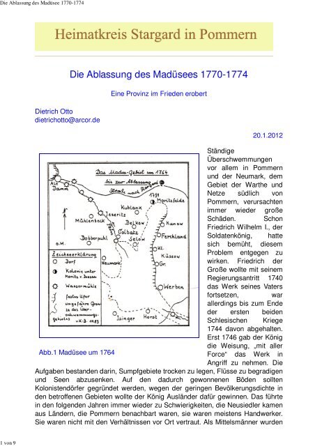 Die Ablassung des MadÃ¼see 1770-1774 - Heimatkreis Stargard