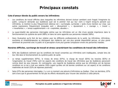 Perception du public québécois à l'égard des infirmières et des ... - FiQ