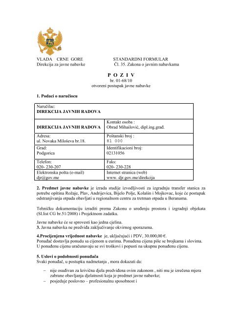Postupak javne nabavke 01-68/10