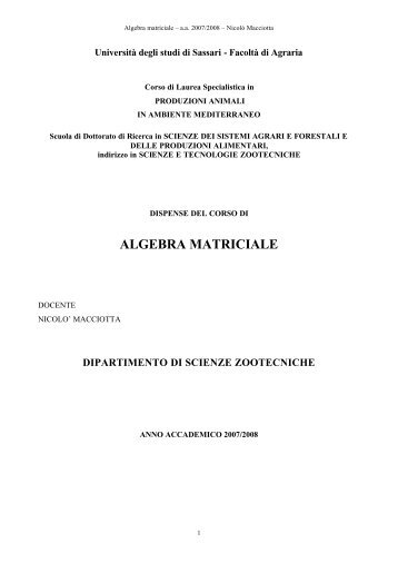 algebra matriciale - Dipartimento di Economia e Sistemi Arborei ...