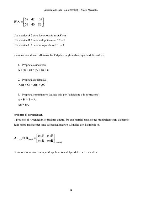 algebra matriciale - Dipartimento di Economia e Sistemi Arborei ...