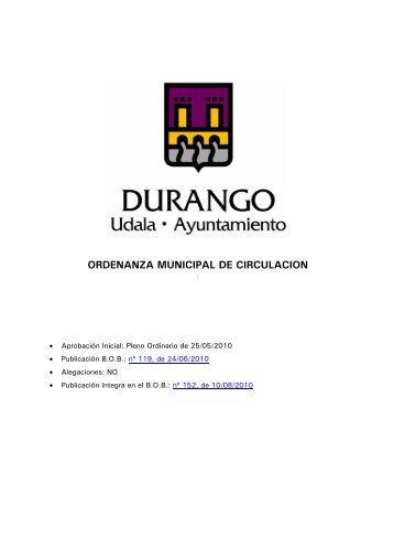 ORDENANZA MUNICIPAL DE CIRCULACION